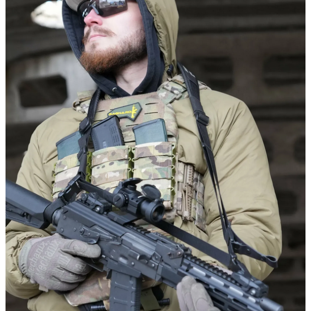 Trzypunktowy pas na broń z szerokim naramiennikiem KRAKEN sling Gen.II Czarny RAGNAROK  8